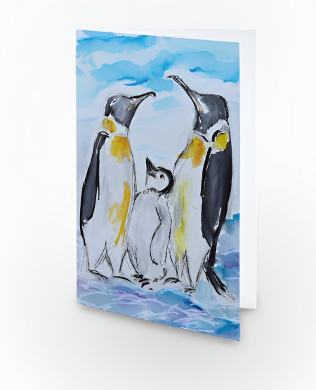 Penguins Greetings Card - Pocket of Art Greetings Card