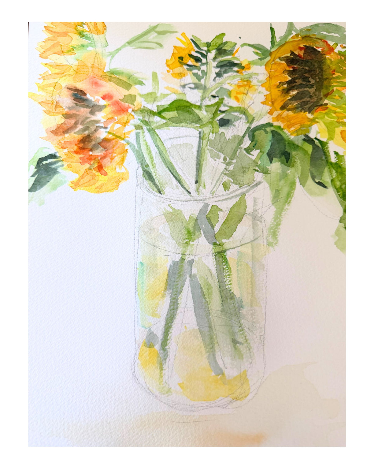 Sunflowers in a Jar watercolour