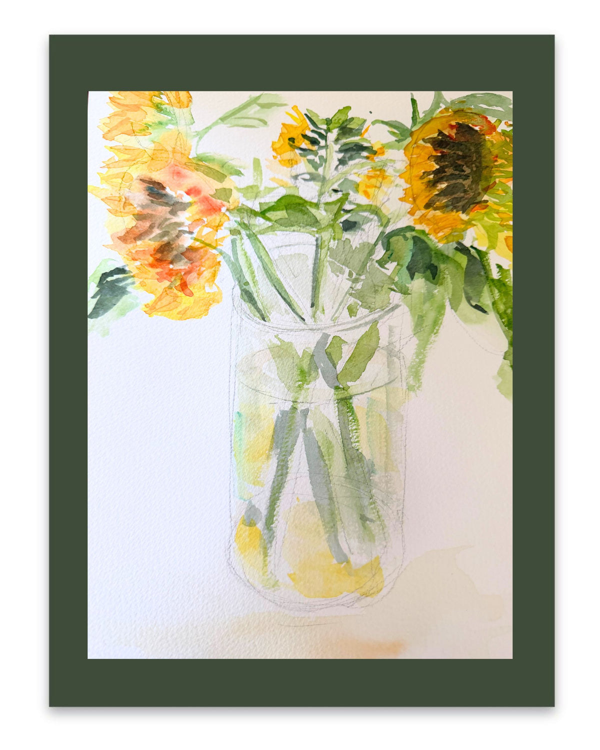 Sunflowers in a Jar watercolour