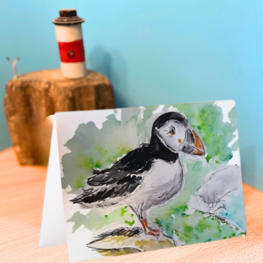 Puffin Greetings Card - Pocket of Art Greetings Card