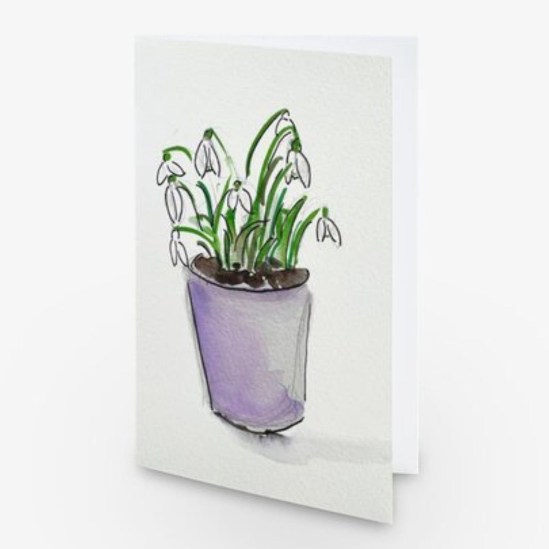 Snowdrops in a pot - Pocket of Art Greetings Card