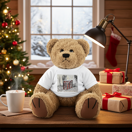 Teddy with phone boxes in the snow Tshirt