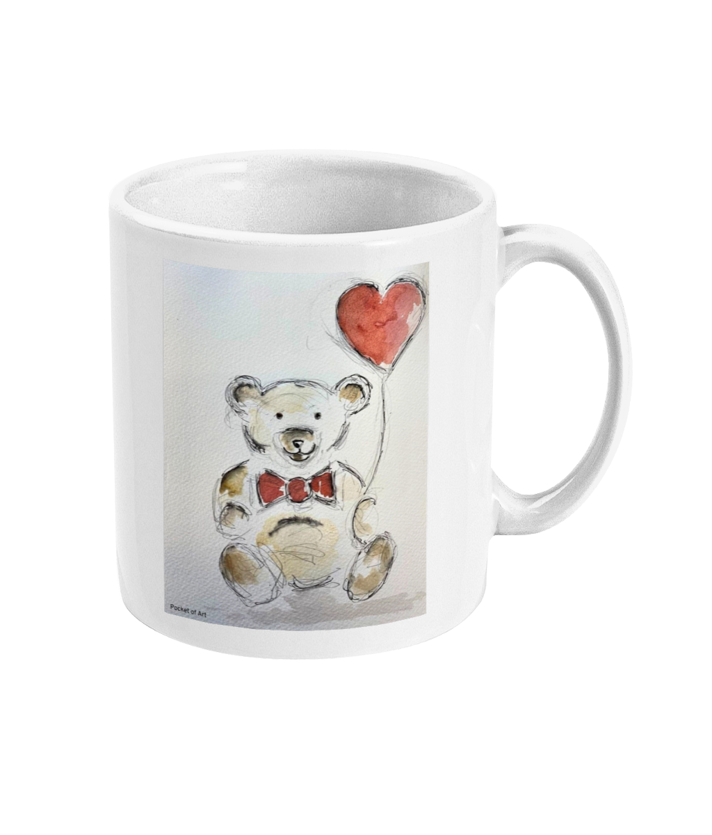 Mug with Teddy and Heart Balloon