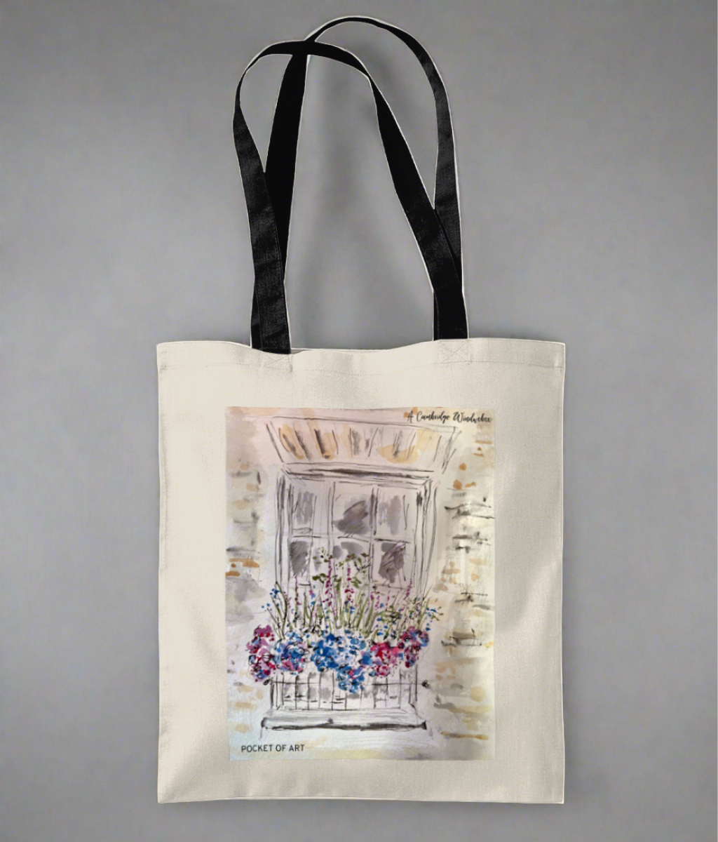 Tote Bag - Cambridge window-box - Pocket of Art Tote Bags