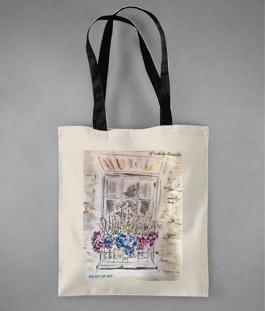 Tote Bag - Cambridge window-box - Pocket of Art Tote Bags