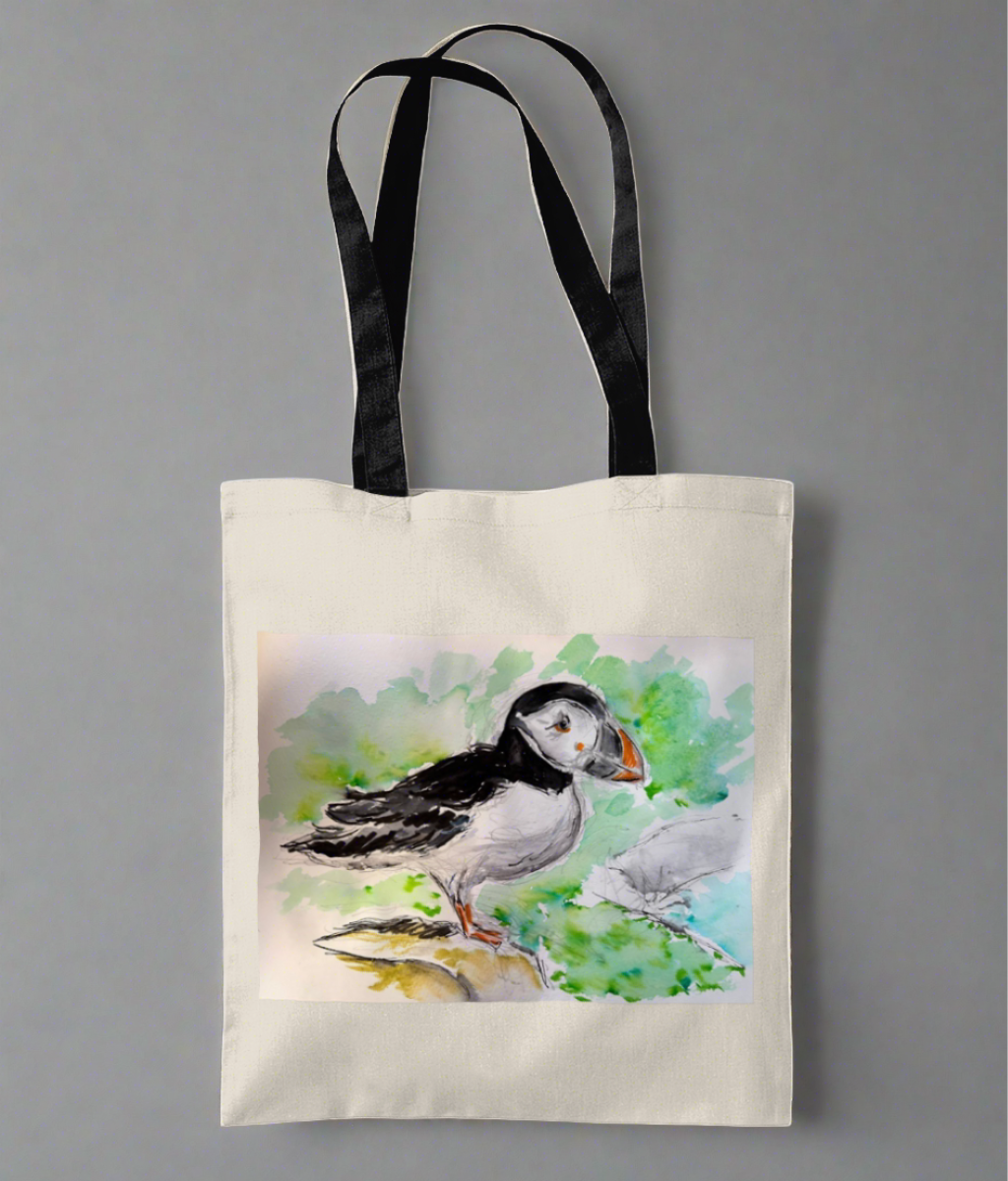 Tote Bag - Puffin - Pocket of Art Tote Bags