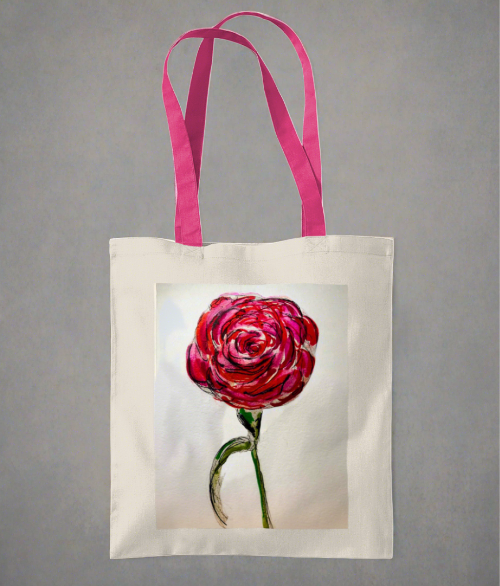 Tote Bag -Vibrant Rose - Pocket of Art Tote Bags