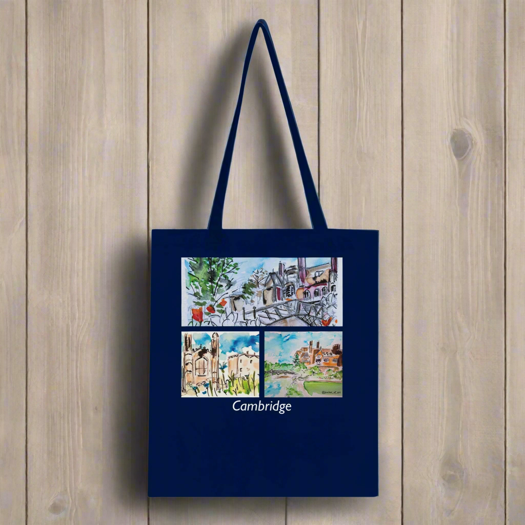 Tote Bag Navy - Cambridge 2 - Pocket of Art Tote Bags