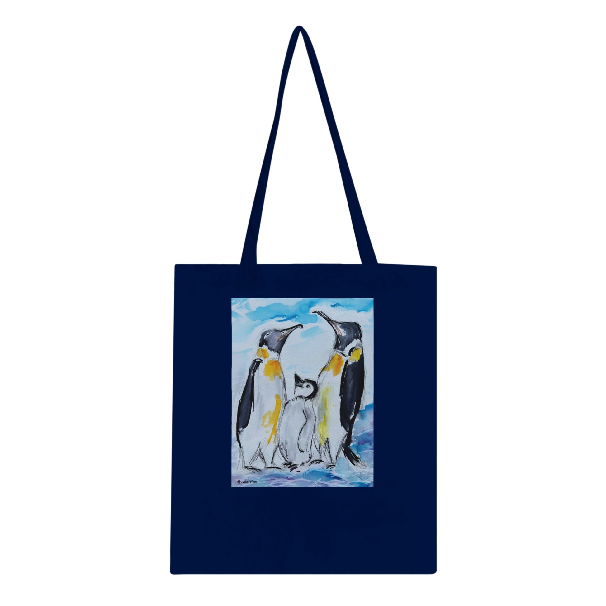 Tote Bag Navy - Penguins - Pocket of Art Greetings Card