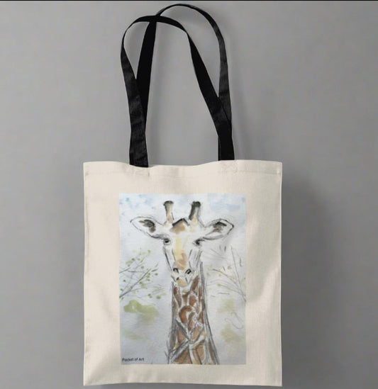 Tote Bag with Giraffe - Pocket of Art Tote Bags