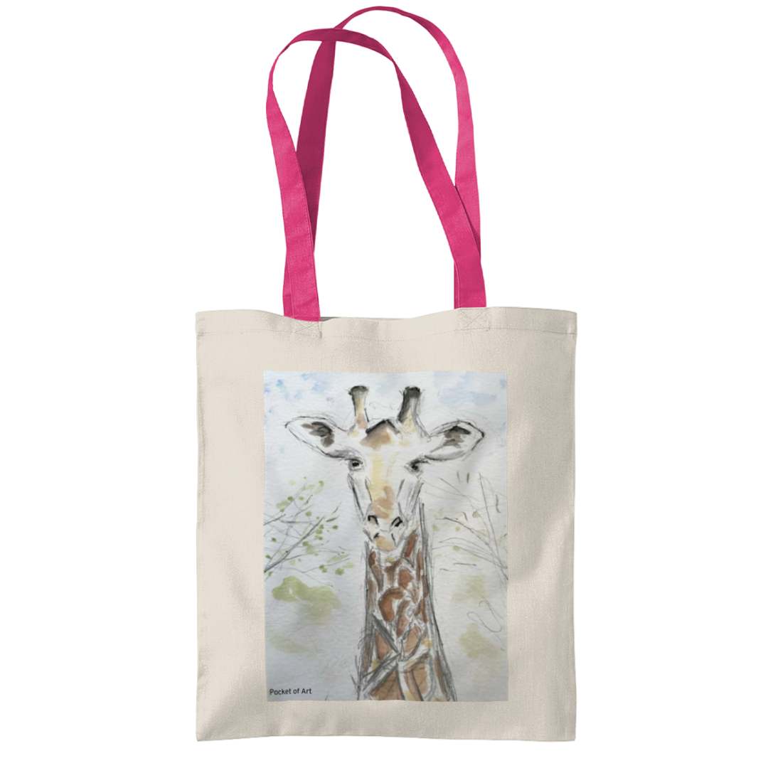 Tote Bag with Giraffe - Pocket of Art Tote Bags