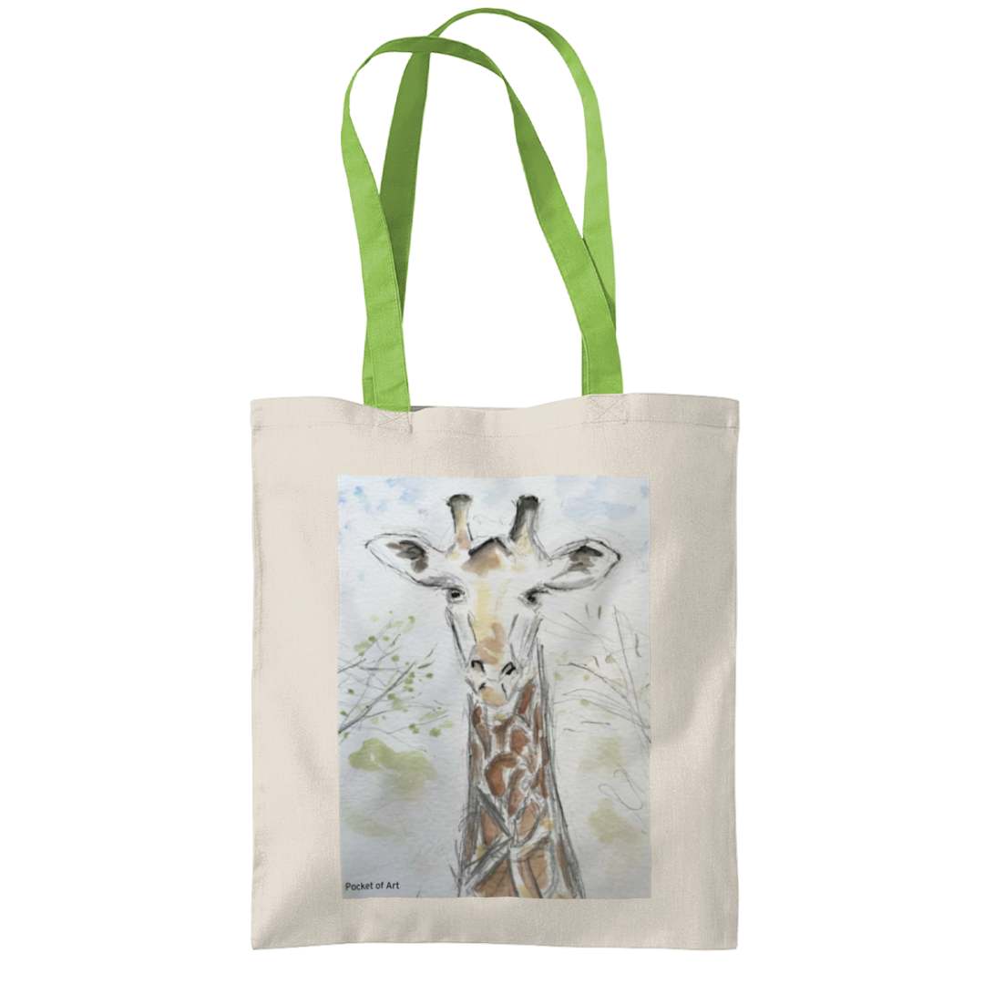 Tote Bag with Giraffe - Pocket of Art Tote Bags