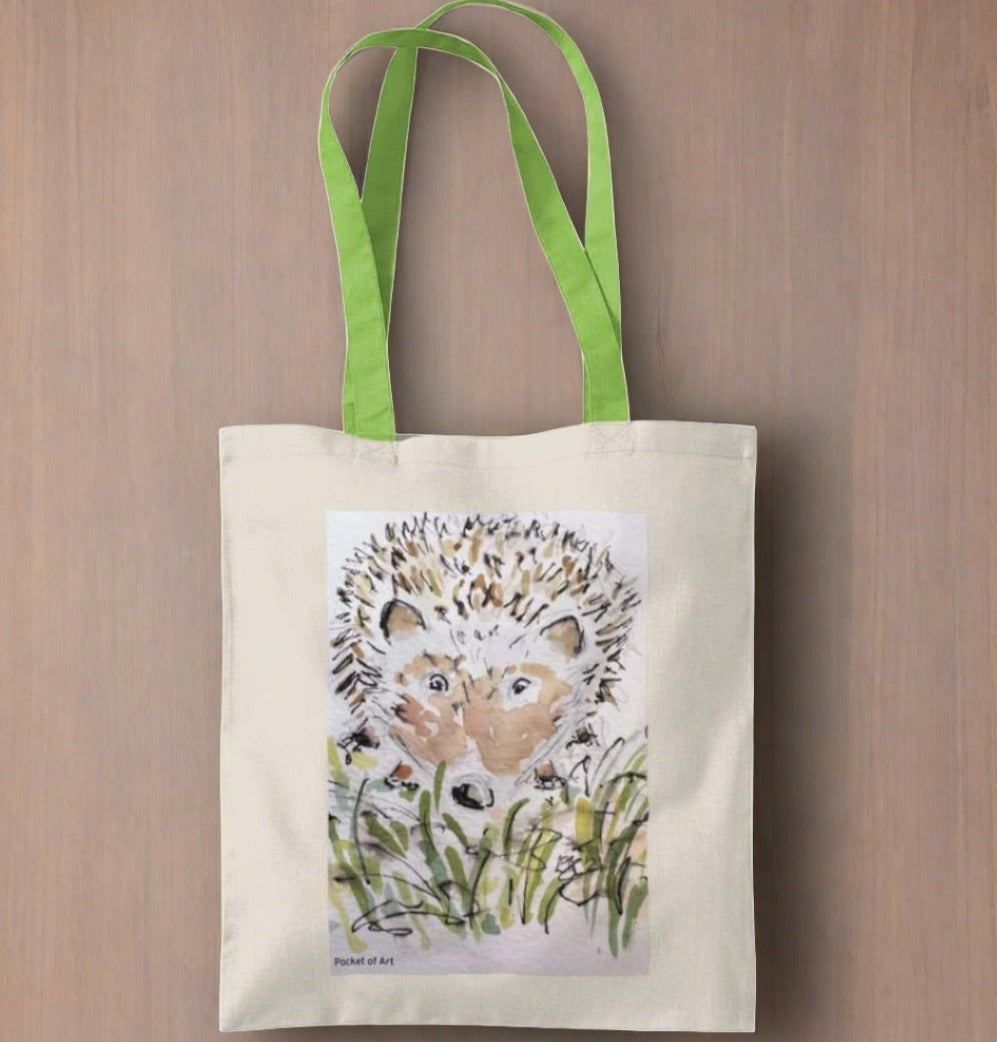 Tote Bag with Hedgehog - Pocket of Art Tote Bags