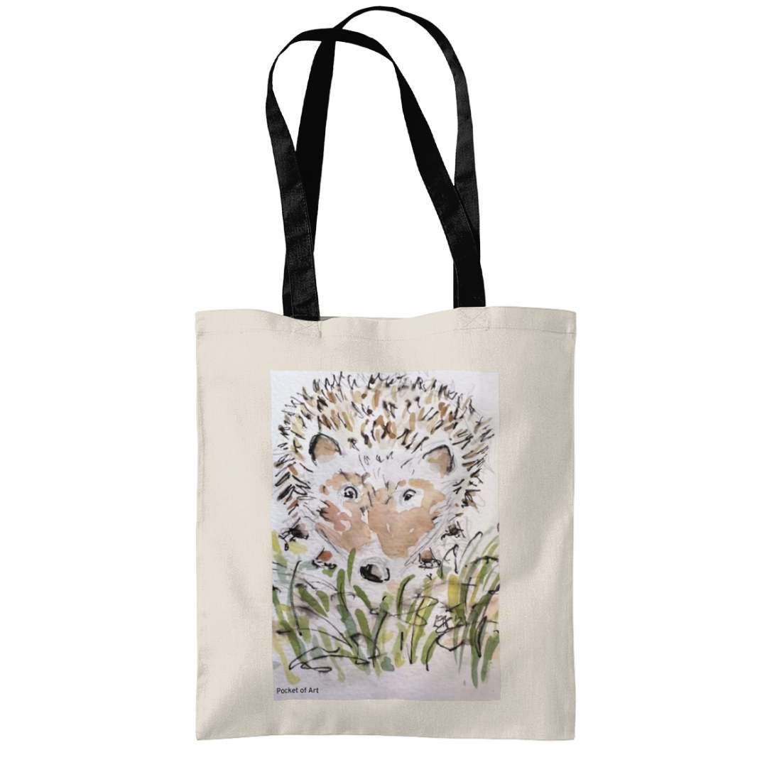 Tote Bag with Hedgehog - Pocket of Art Tote Bags