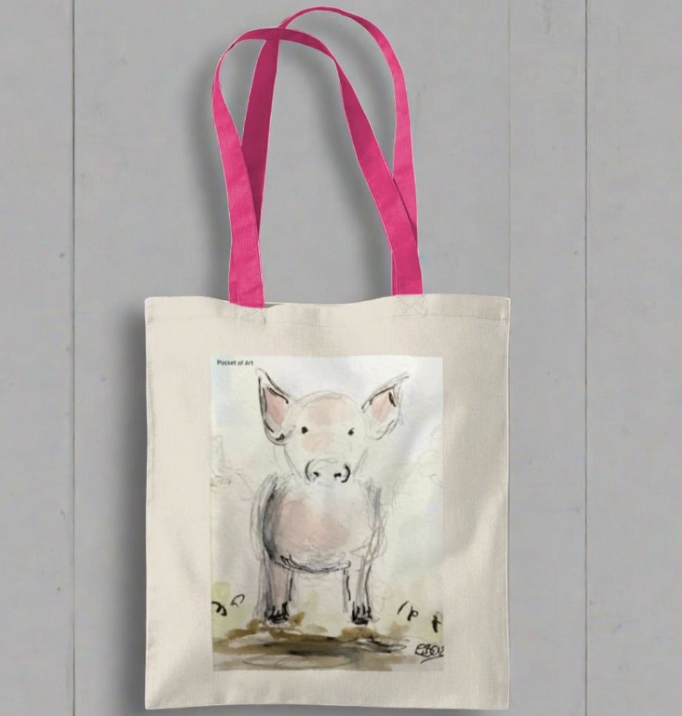 Tote Bag with Piglet - Pocket of Art Tote Bags