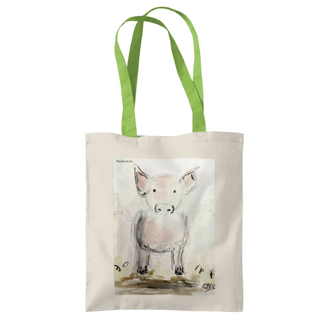 Tote Bag with Piglet - Pocket of Art Tote Bags