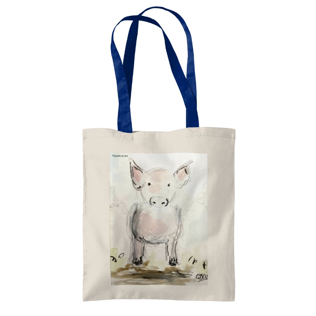 Tote Bag with Piglet - Pocket of Art Tote Bags