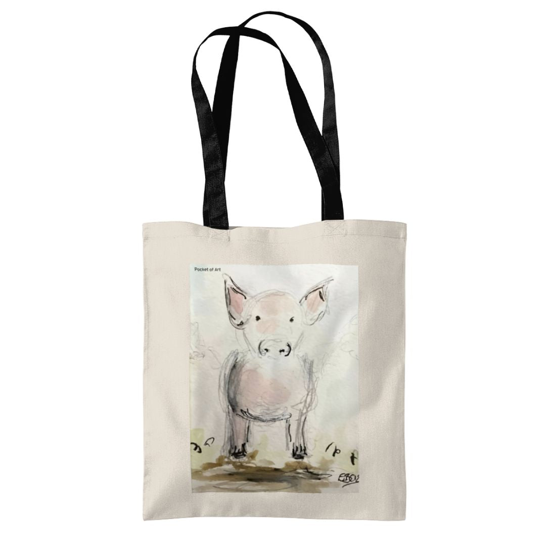 Tote Bag with Piglet - Pocket of Art Tote Bags