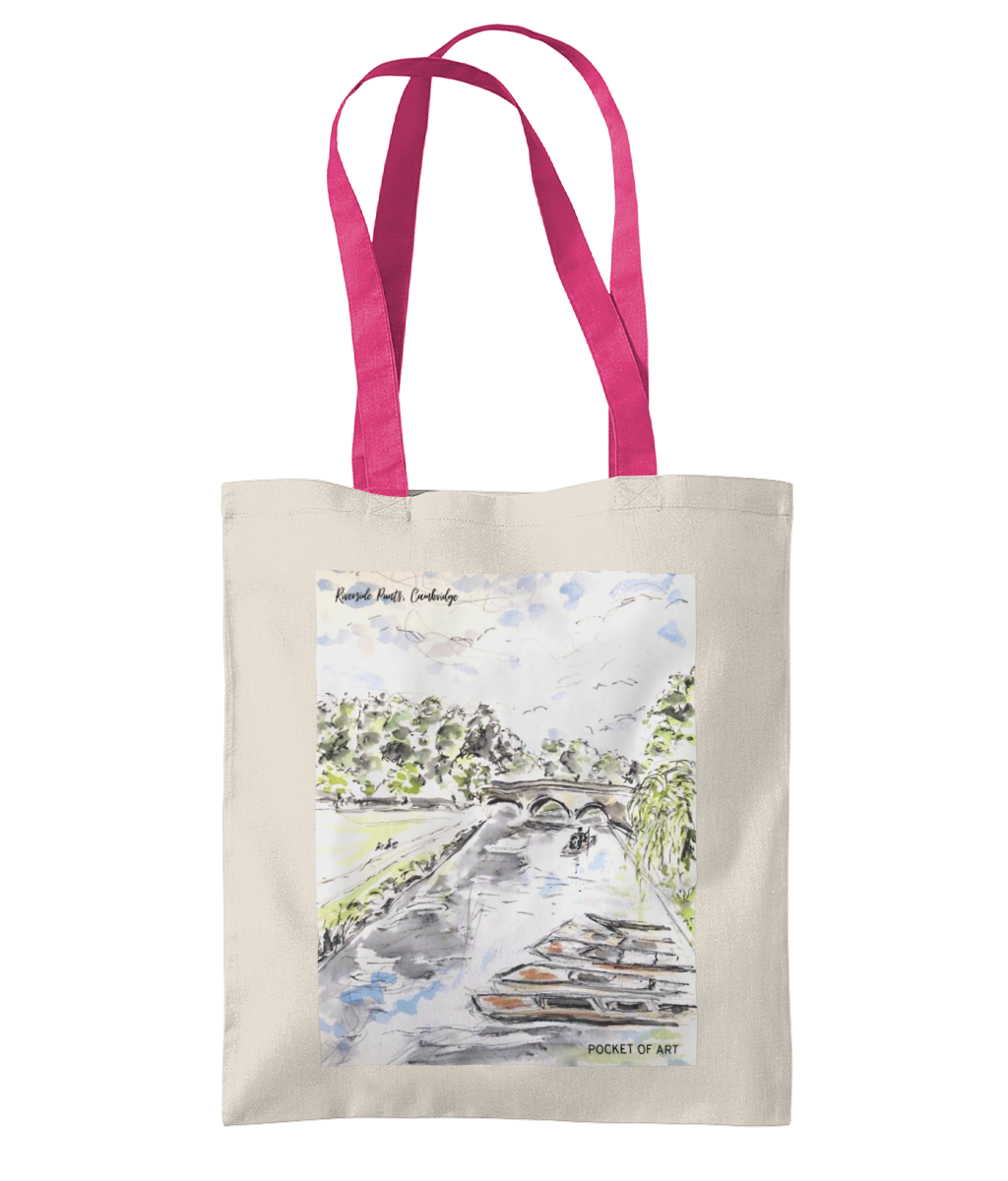 Tote Bag with Riverside Punts - Pocket of Art Tote Bags