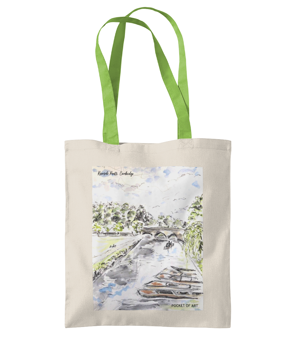 Tote Bag with Riverside Punts - Pocket of Art Tote Bags