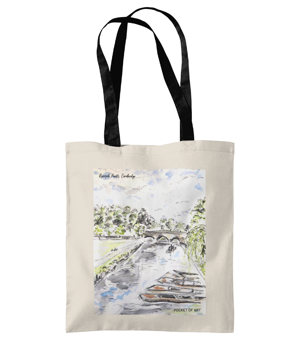 Tote Bag with Riverside Punts - Pocket of Art Tote Bags