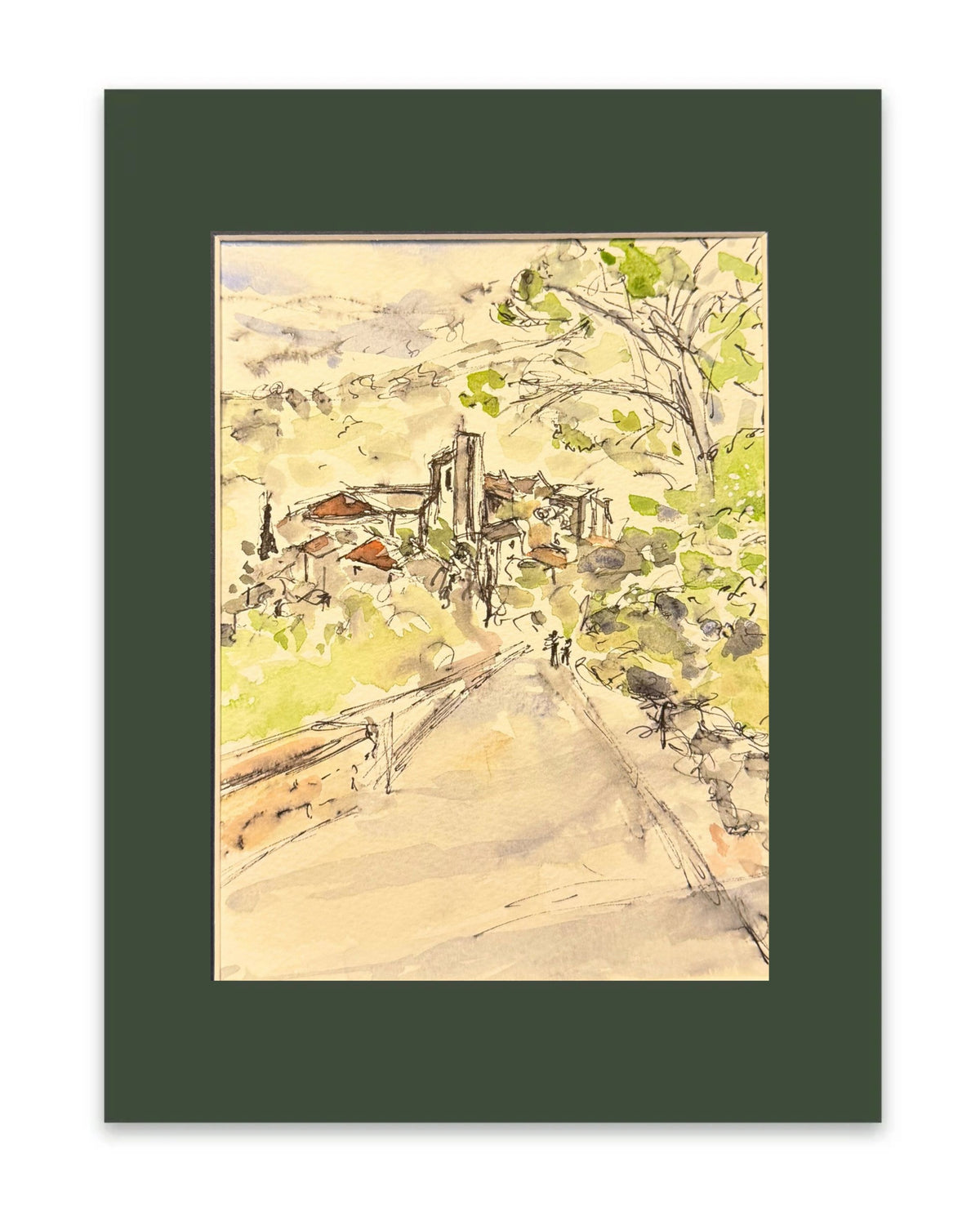 Minerve, Occitanie region of France watercolour