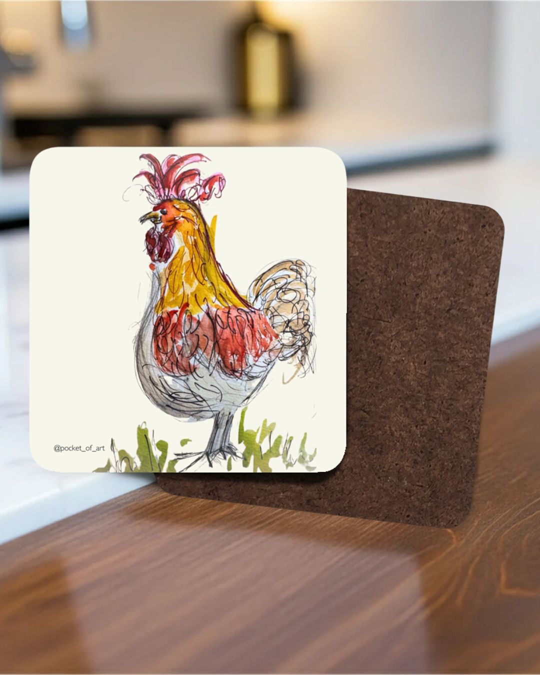 Artistic Coaster Cockerel Pocket of Art