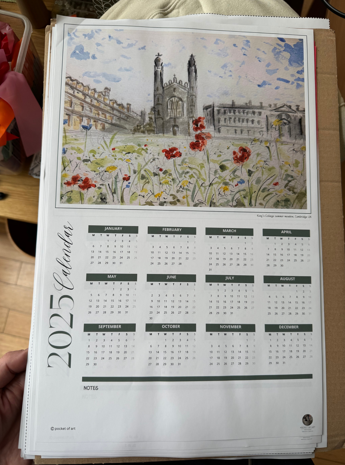 Poster Calendar 2025 - King's College summer meadow was £4.50 now £2.00