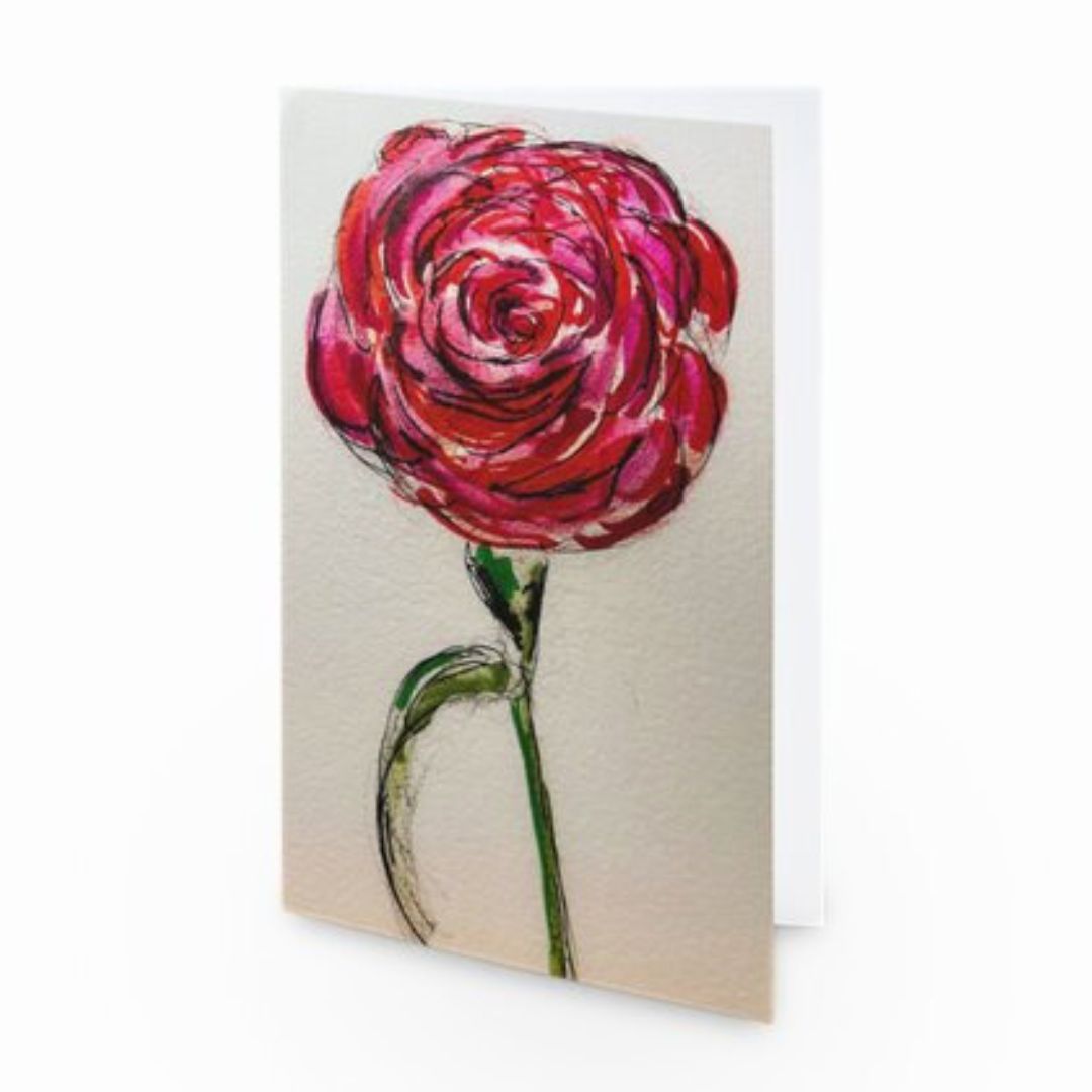 Vibrant Red Rose - Pocket of Art Greetings Card