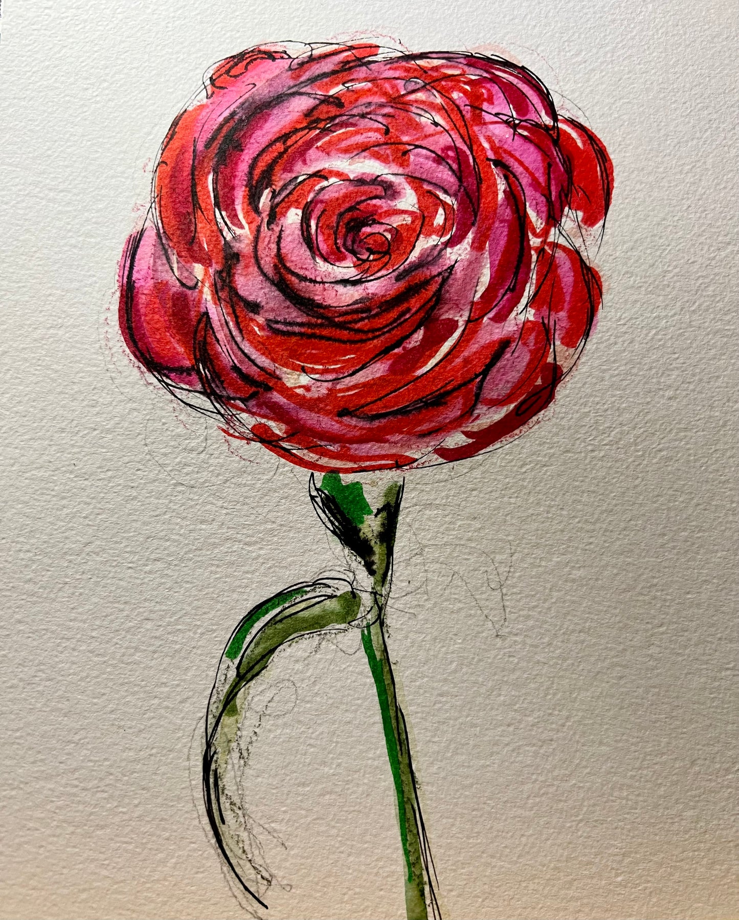 Vibrant Red Rose - Pocket of Art Watercolour