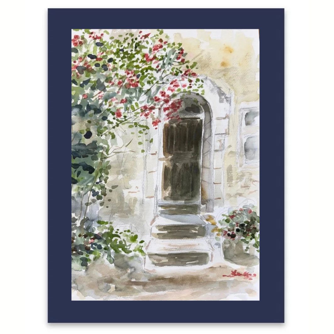 Rambling Rose Door watercolour