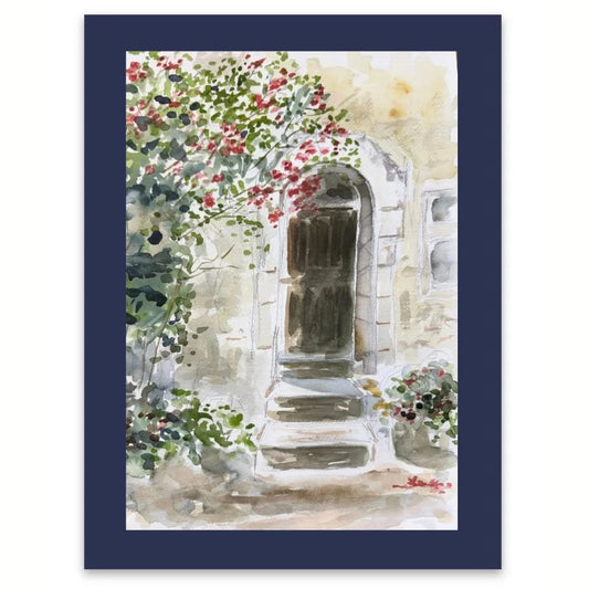 Rambling Rose Door watercolour
