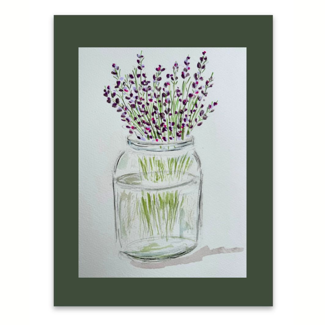 Lavender in a jar watercolour