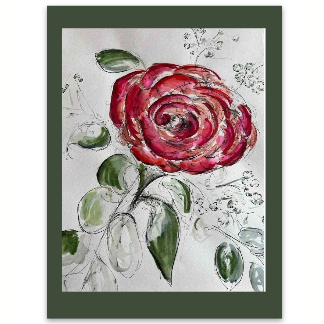 Foliage Rose watercolour