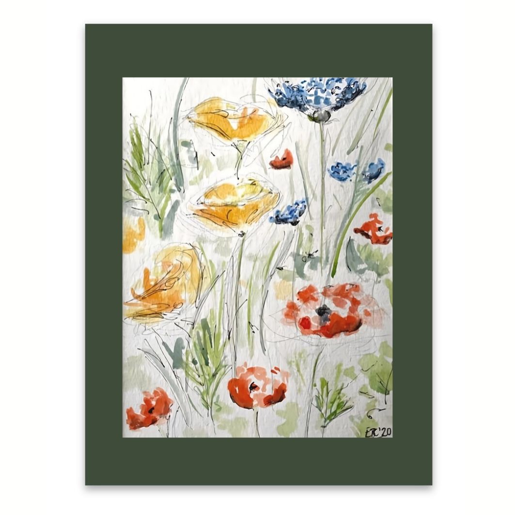 Summer Meadow Flowers watercolour