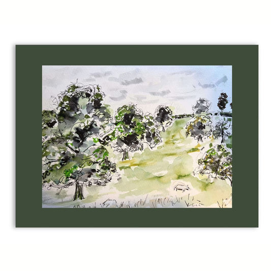 Tranquility of the countryside watercolour