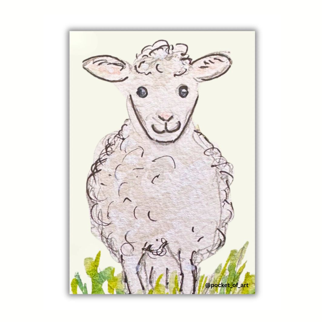 Fluffy white Sheep Print