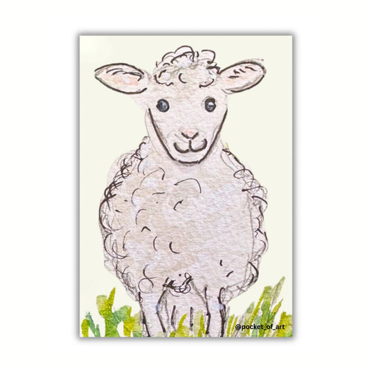 Fluffy white Sheep Print