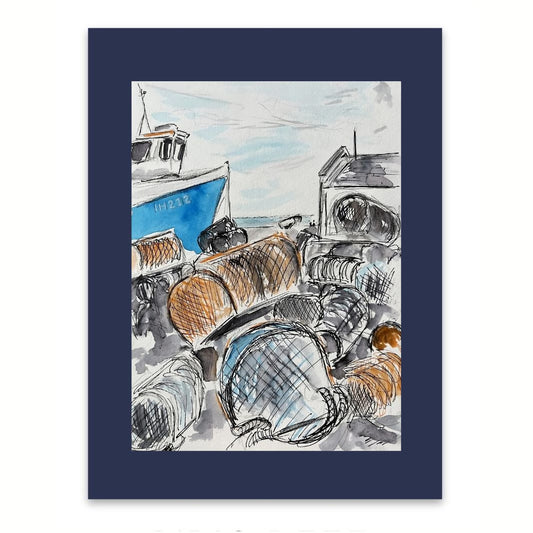 Aldeburgh Lobster Pots watercolour