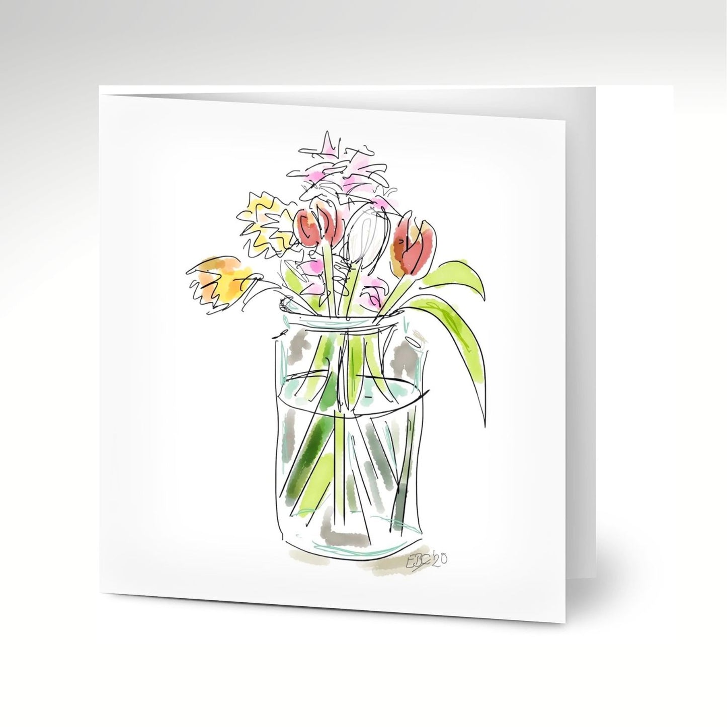 Spring Flowers in a Jar Greeting Cards x 10