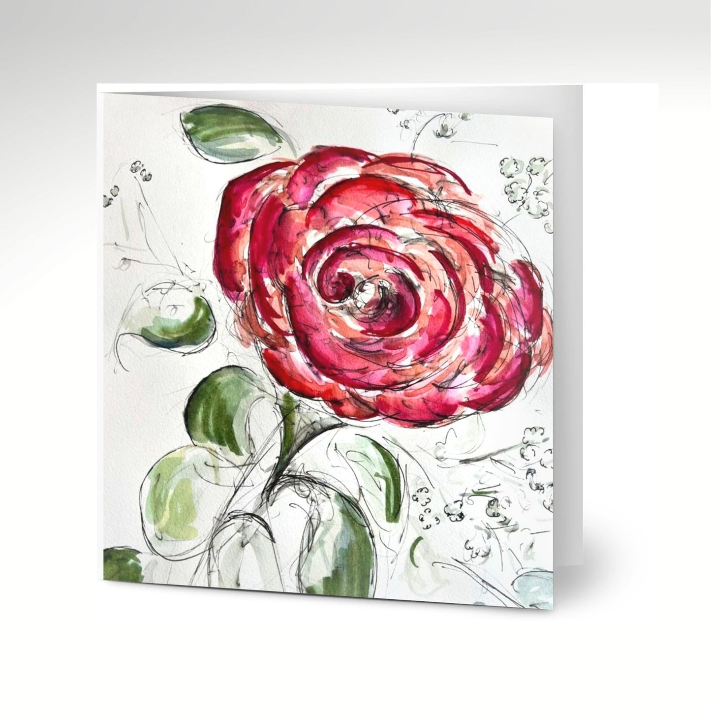 Foliage Rose Greeting Cards x 10