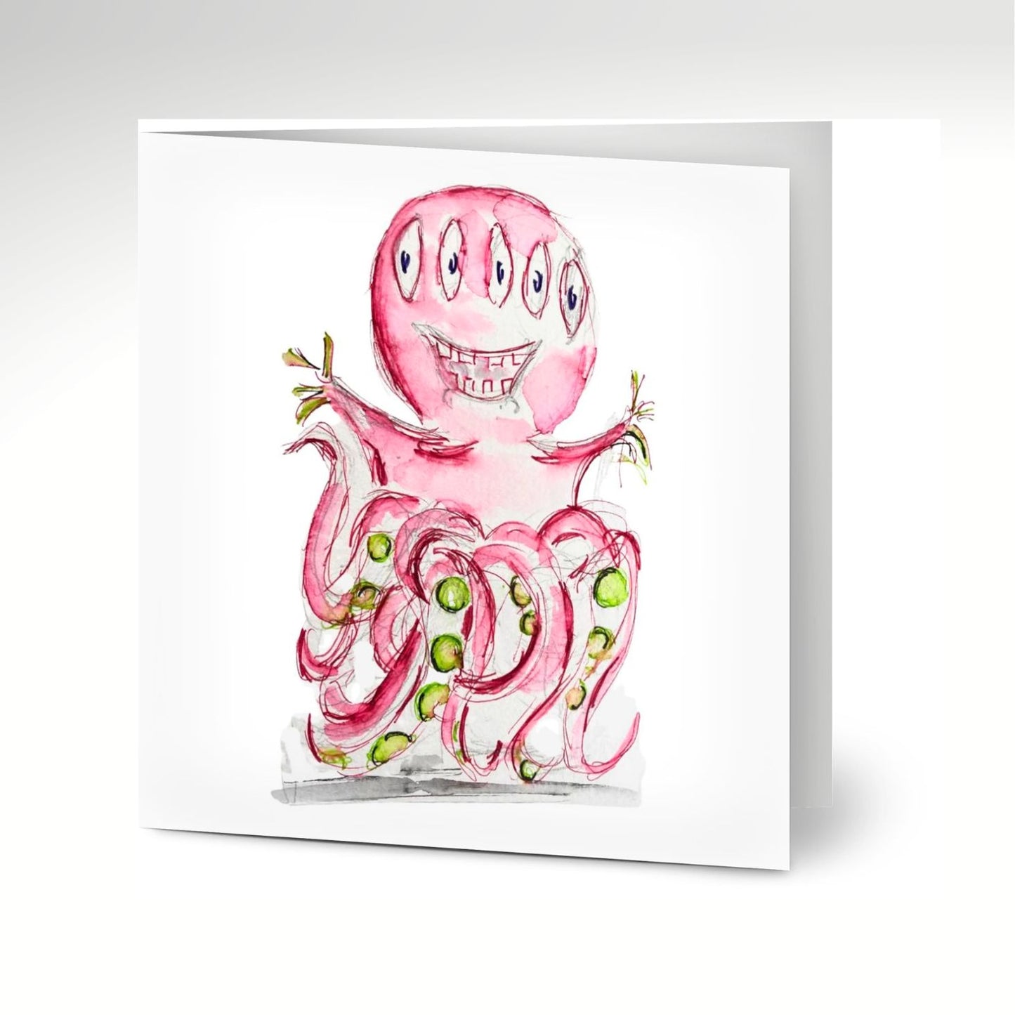 Monster Pink Octopus Greeting Cards (Pack of 10) with Envelopes