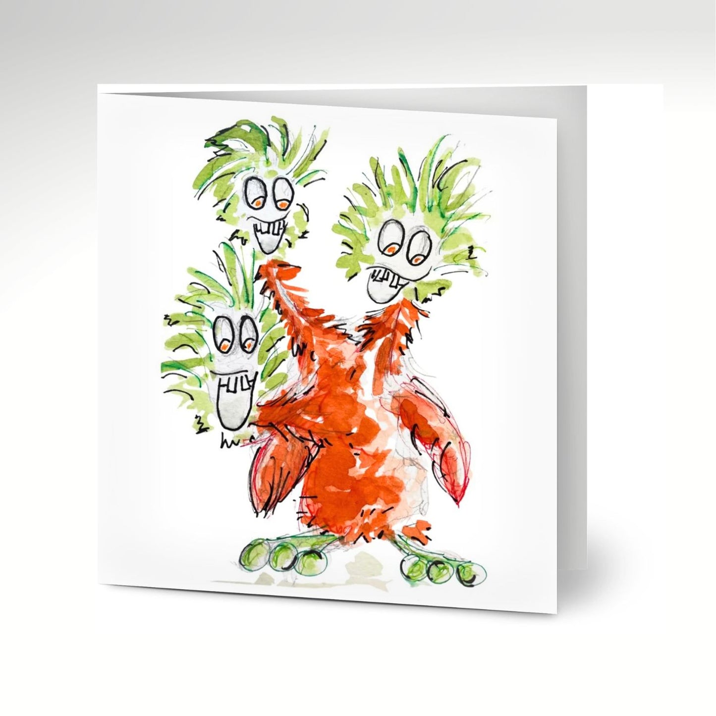 Monster 3 Heads Greeting Cards (Pack of 10) with Envelopes