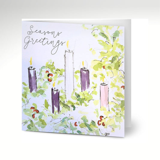 Seasons Greetings Candles Cards (Pack of 10) with Envelopes
