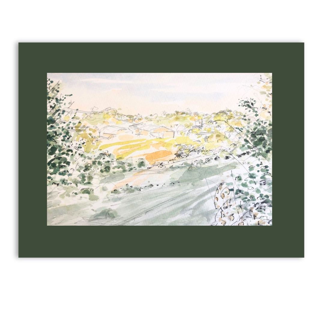Sunrise on the Camino watercolour