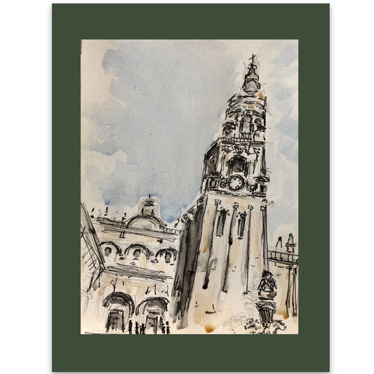 Santiago Cathedral Tower watercolour
