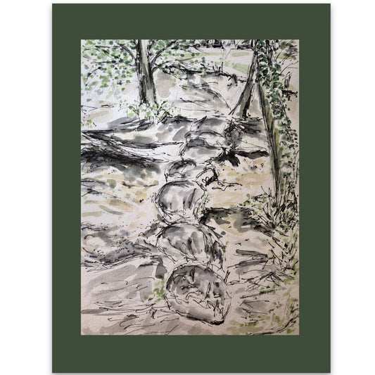 Stepping Stones on the Camino watercolour