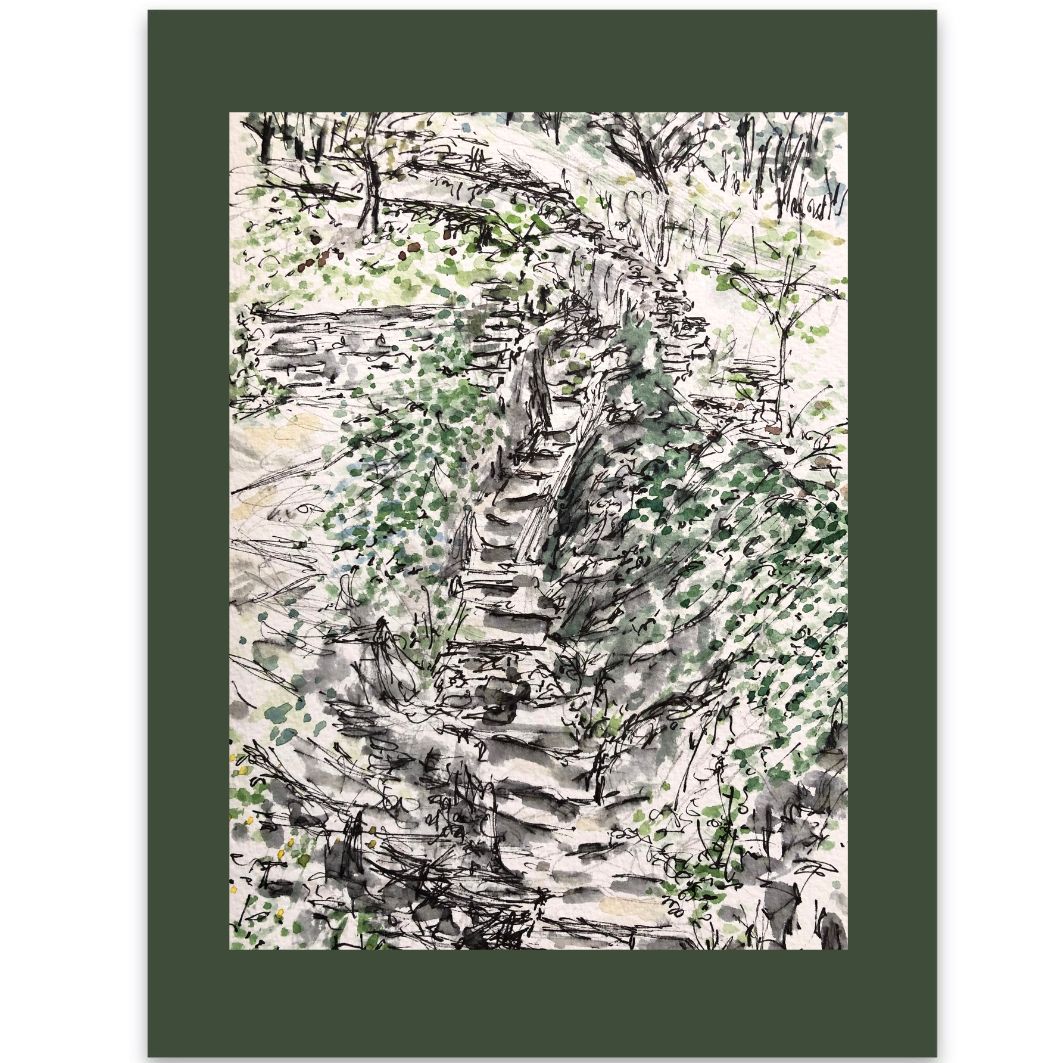 The Ravine on my Camino journey watercolour