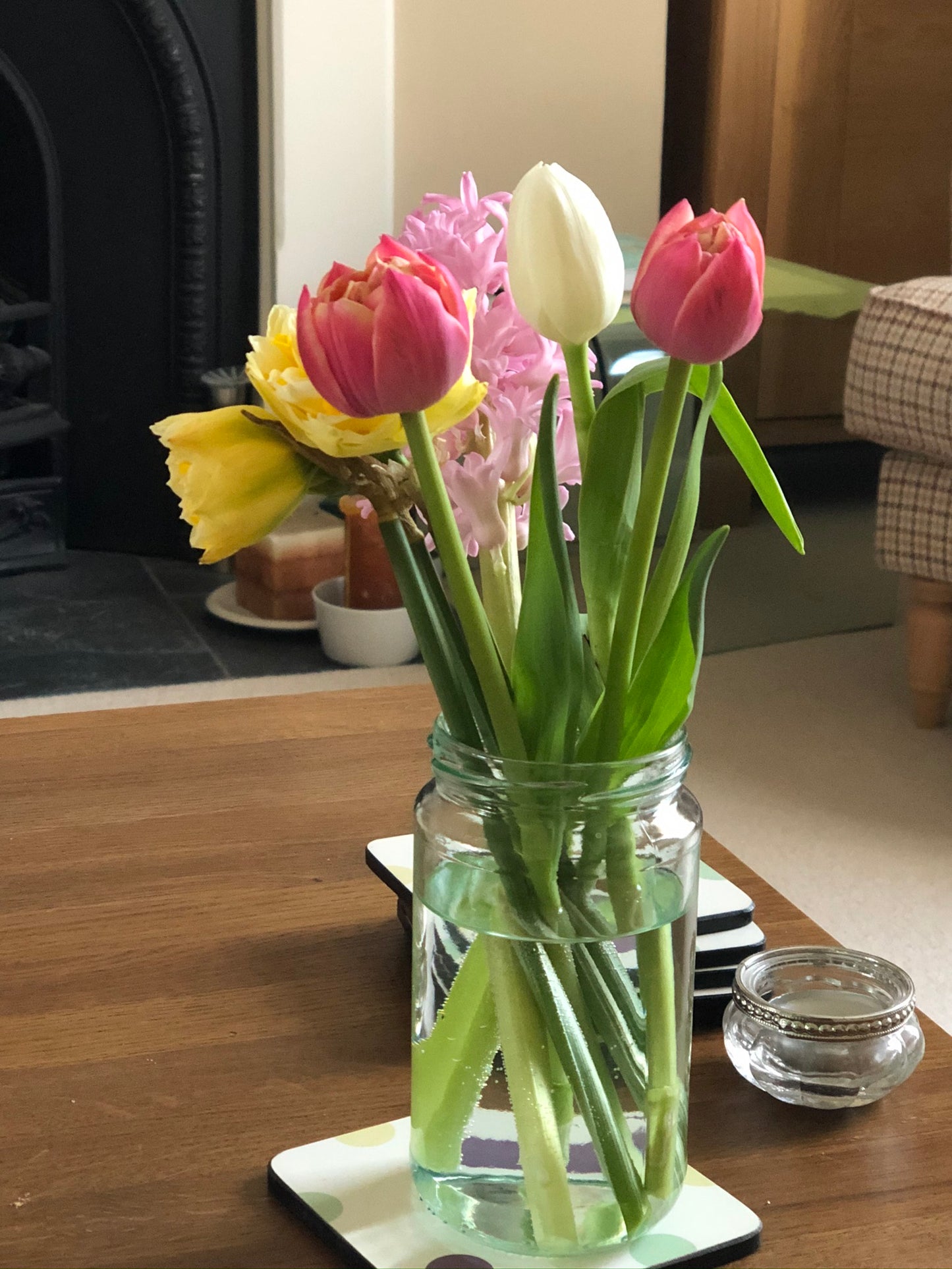 Tulips and Daffodils in a Jar