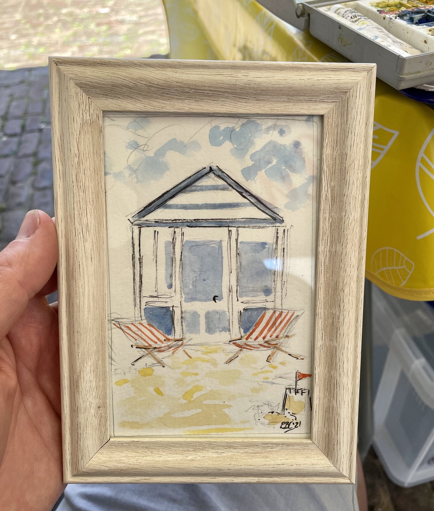 Beach Huts and Deck Chairs - Pocket of Art Illustration